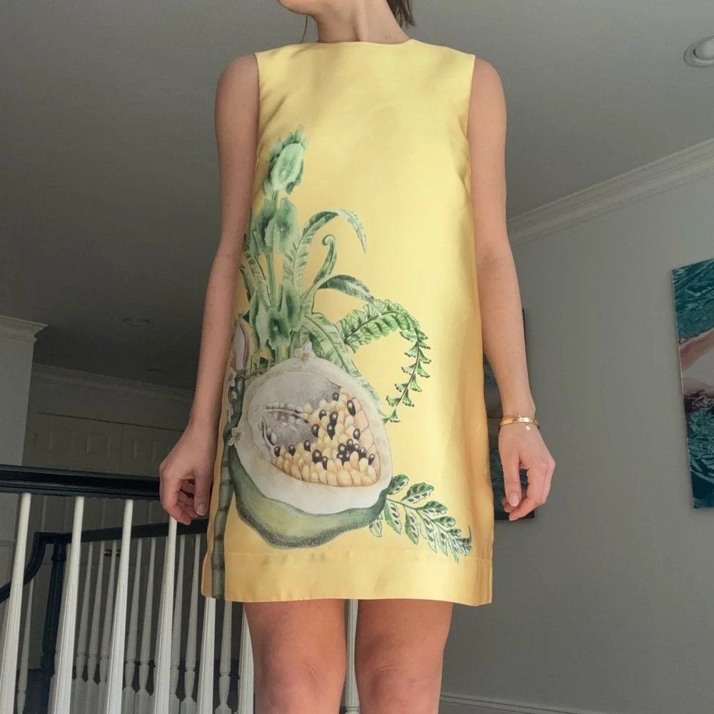Alemais Yellow Tropical Print Mini Shift Dress - Picture 4 of 5